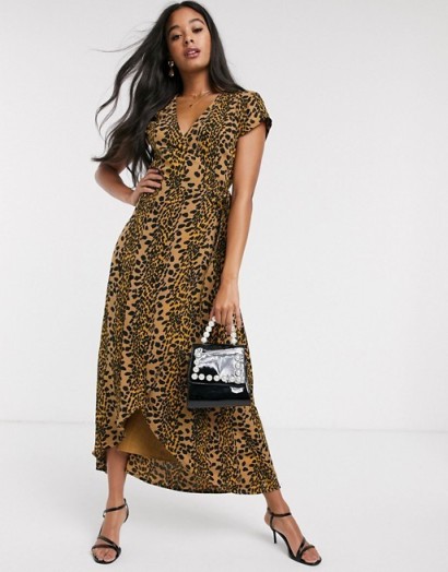 Fabienne Chapot archana leopard print midi dress in toffee brown