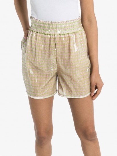 FENDI checked sequin shorts in pink - flipped
