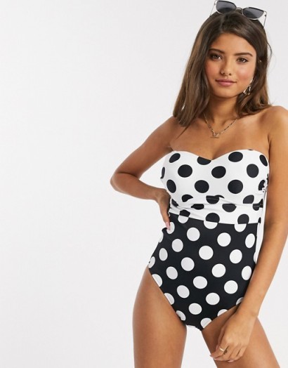 Figleaves Fuller Bust Marilyn swimsuit in polka dot ~ mono spot print swimwear