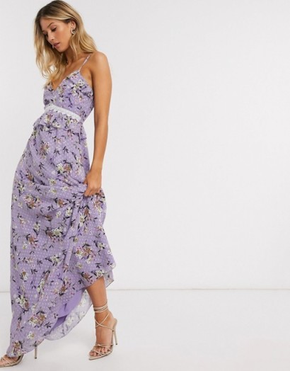 Forever U maxi ruffle cami dress in lilac floral