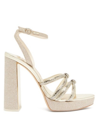 SOPHIA WEBSTER Freya leather and glitter platform sandals in champagne-gold
