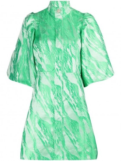 GANNI green jacquard mini dress - flipped