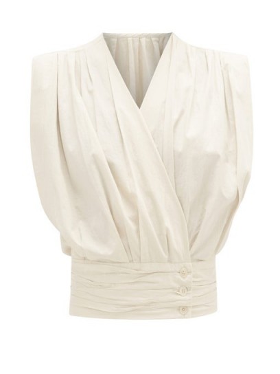 LEMAIRE Gathered cotton-poplin wrap top in cream