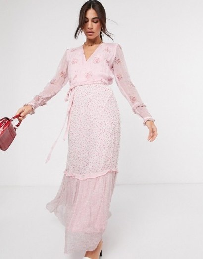 Ghost avery georgette mixed floral print maxi dress in aurelia ditsy / feminine summer fashion / romantic look dresses - flipped
