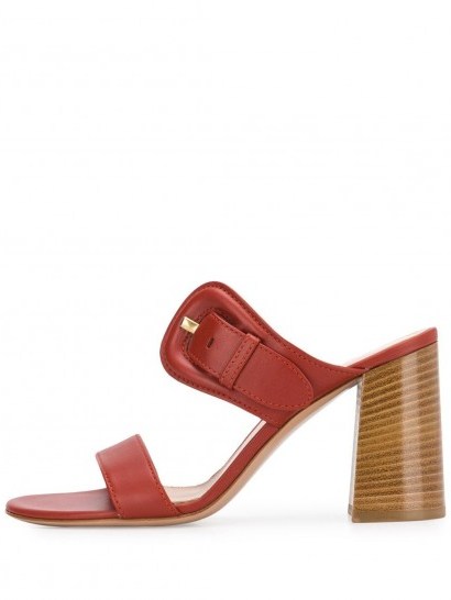 GIANVITO ROSSI buckled strap mules in red - flipped