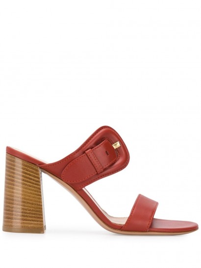 GIANVITO ROSSI buckled strap mules in red