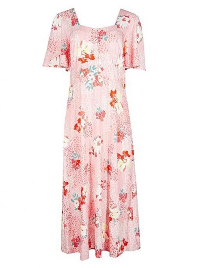 OLIVER BONAS Ginny Floral Print Pink Midi Dress
