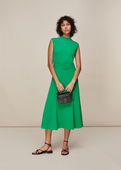 WHISTLES PENNY BELTED DRESS GREEN