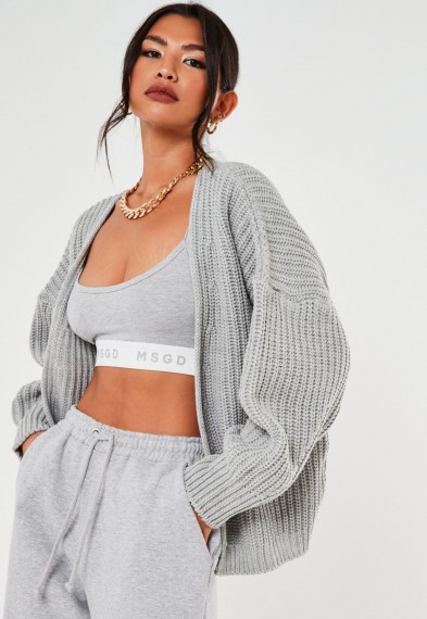 Missguided grey batwing oversized knitted cardigan