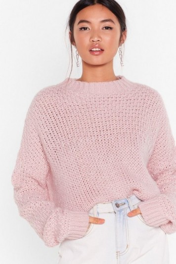 Pink Sweater – NASTY GAL Have Knit All Crew Neck Jumper