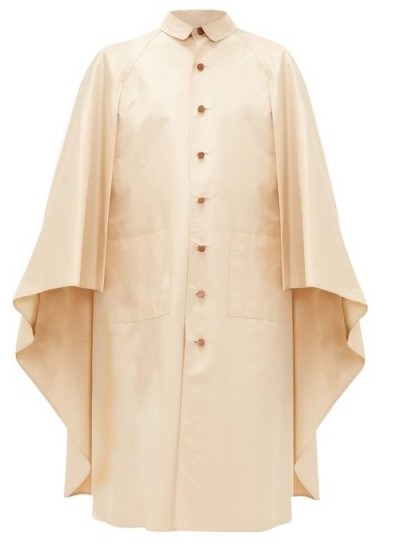 WILLIAM VINTAGE Hermès buttoned shell cape in beige - flipped
