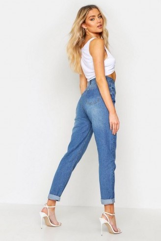 High Rise Mid Wash Mom Jeans – boohoo - flipped