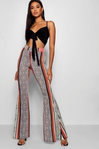 disco outfit – High Waist Bohemian Slinky Flares – boohoo