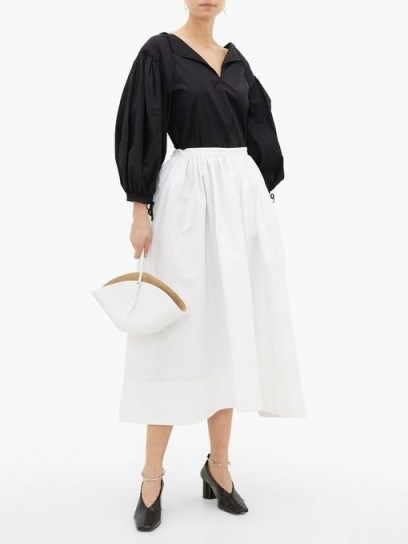 JIL SANDER High-rise organic cotton-poplin midi skirt in white ~ voluminous skirts - flipped