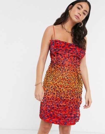 House Of Holland printed lace cheetah bodycon slip dress in red multi / skinny strap dresses - flipped