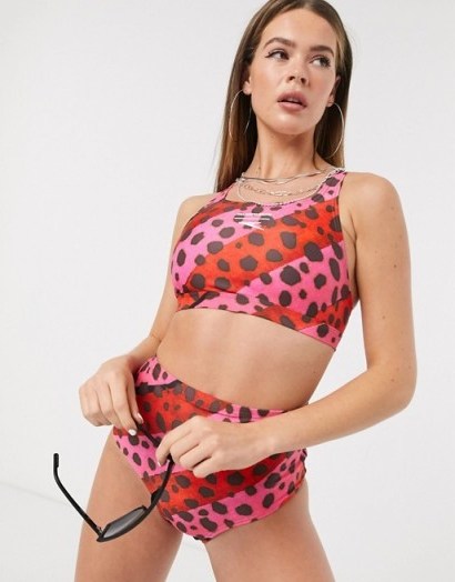 Festival Bikini Tops – House Of Holland x Speedo bright cheetah stripe bralet – asos - flipped