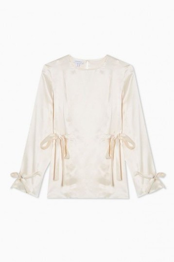 Ivory Tie Side Top By Topshop Boutique – silk blouse - flipped