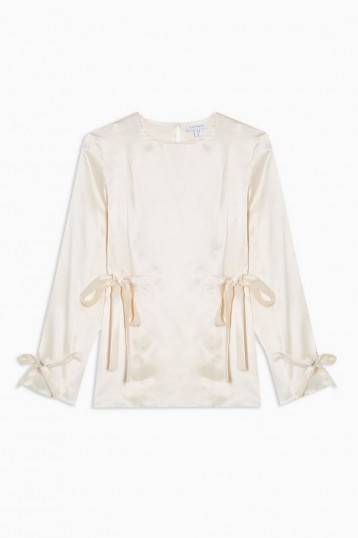 Ivory Tie Side Top By Topshop Boutique – silk blouse
