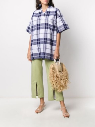JACQUEMUS Le polo Torchon oversized check shirt in tonal blue