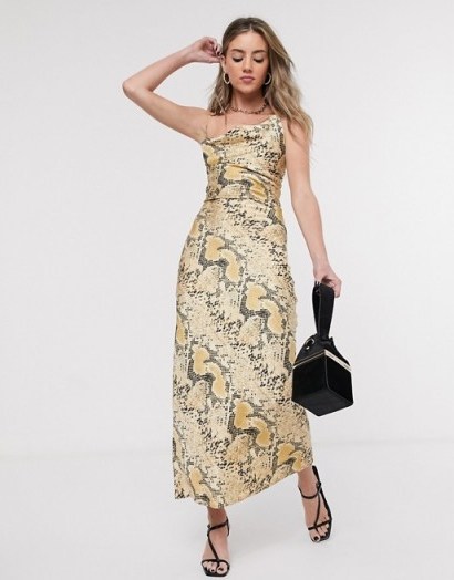Jagger & Stone maxi slip dress with cowl neck in snake print satin - flipped