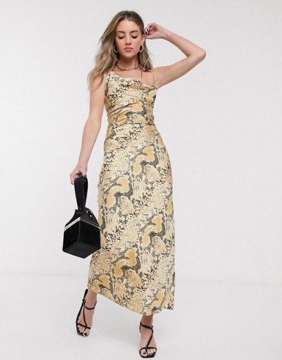 Jagger & Stone maxi slip dress with cowl neck in snake print satin