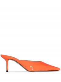 JIMMY CHOO Rav 65mm mules in orange-leather / bright pointed toe mule