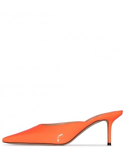 JIMMY CHOO Rav 65mm mules in orange-leather / bright pointed toe mule - flipped