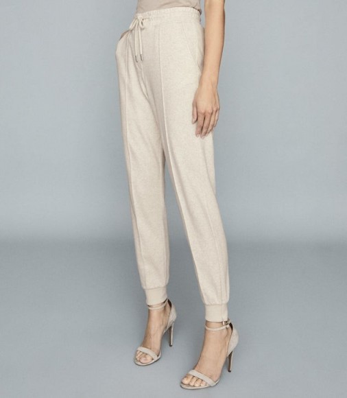 REISS JODIE COTTON WOOL BLEND JOGGERS NEUTRAL ~ casual luxe jogger