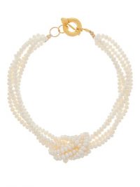 TIMELESS PEARLY Knotted pearl choker necklace in white / chokers / necklaces / pearls