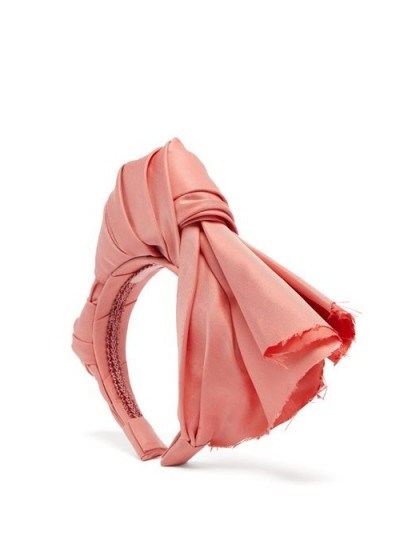 MARTA FERRI Dusty pink knotted silk-faille headband | statement headbands - flipped