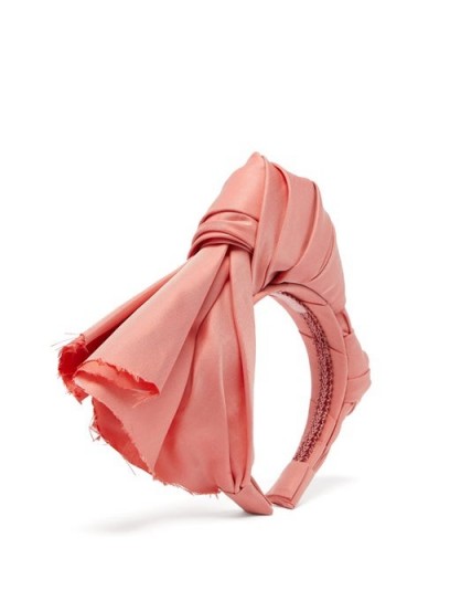 MARTA FERRI Dusty pink knotted silk-faille headband | statement headbands
