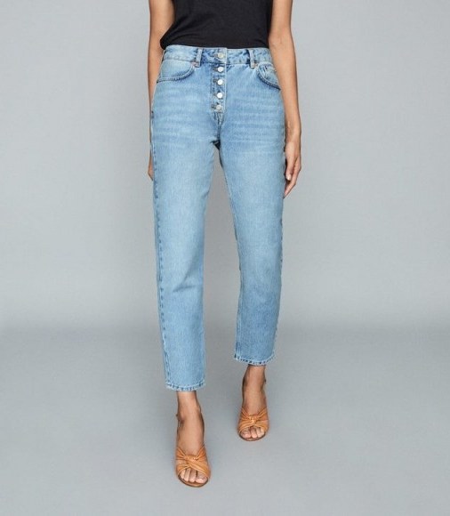 REISS LAKELY MID RISE STRAIGHT JEANS PALE BLUE - flipped