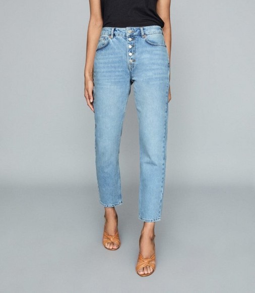REISS LAKELY MID RISE STRAIGHT JEANS PALE BLUE