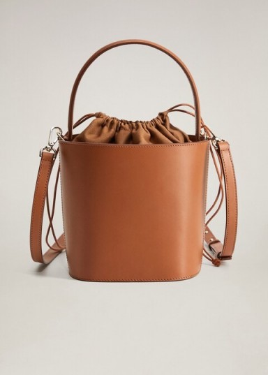 Brown Top Handle Bag – MANGO Leather bucket bag REF. 67074766-ADITA-LM