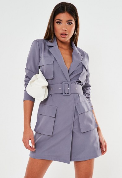 Missguided lilac tailored utility blazer dress – belted jacket dresses