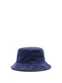 ACNE STUDIOS Logo-embroidered corduroy bucket hat / mens navy blue summer hats