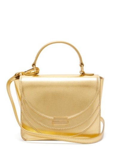 Top Handle Bag | WANDLER Luna mini metallic gold-leather cross-body bag | small luxe bags