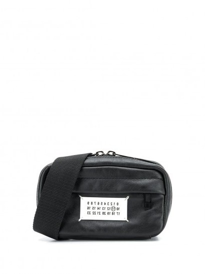 Hailey Bieber black crossbody bag, MAISON MARGIELA numbers patch belt bag, out in West Hollywood, 4 March 2020 | celebrity bunbags | street style bags - flipped