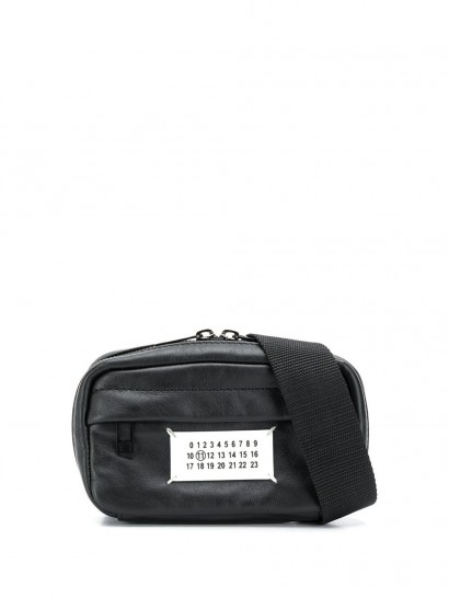 Hailey Bieber black crossbody bag, MAISON MARGIELA numbers patch belt bag, out in West Hollywood, 4 March 2020 | celebrity bunbags | street style bags