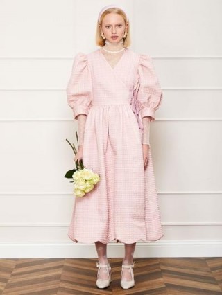sister jane DREAM Rosy Ray Midi Wrap Dress in Rose Quartz | pink dresses with volume