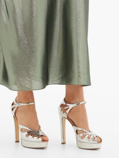 FRANCESCO RUSSO Mary Jane platform metallic-silver leather sandals - flipped