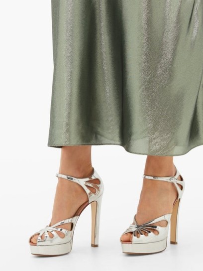 FRANCESCO RUSSO Mary Jane platform metallic-silver leather sandals