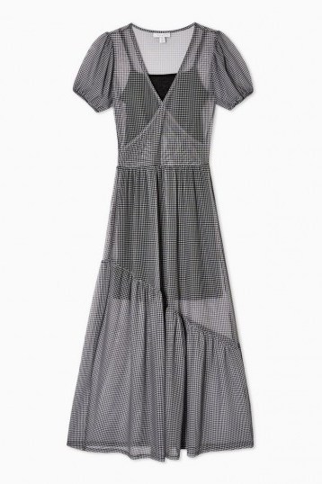 Sheer Dresses – TOPSHOP Mesh Wrap Midi Dress in Monochrome - flipped