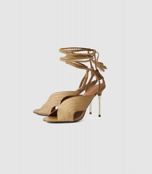 REISS MINERVA BRAIDED ANKLE STRAP SANDALS GOLD ~ luxe strappy heels - flipped