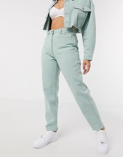 Missguided Petite co-ord riot mom jeans in mint - flipped