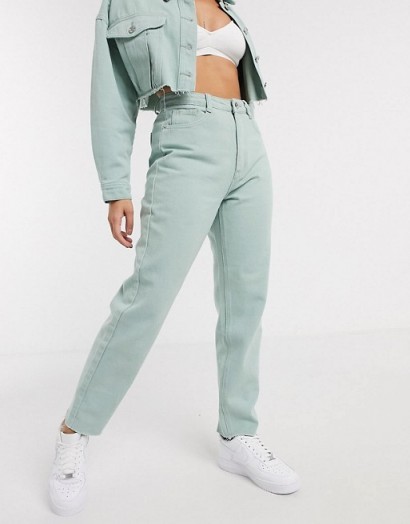 Missguided Petite co-ord riot mom jeans in mint