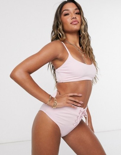 Missguided textured bikini set in pink – asos - flipped