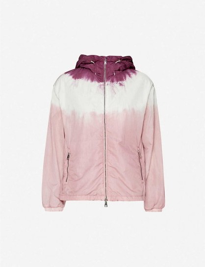 MONCLER Olive pink dip-dye print shell jacket - flipped