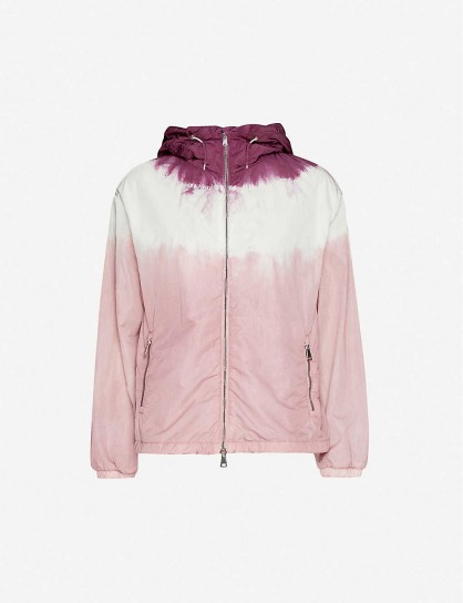 MONCLER Olive pink dip-dye print shell jacket