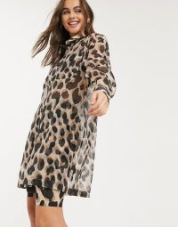 Monki Hester leopard print organza shirt in multi